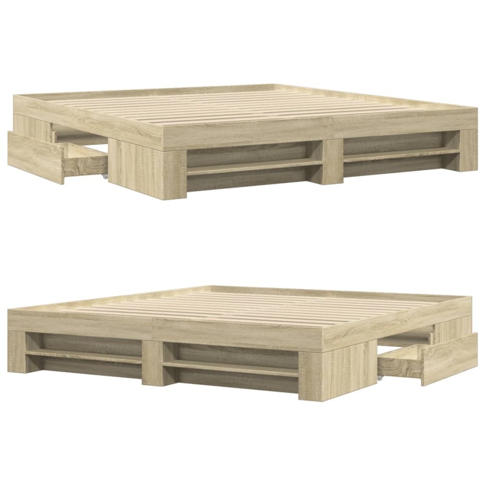 Estructura de cama sin colchón roble Sonoma 200x200