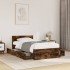 Cama con cabecero madera de ingeniería roble ahumado 100x200