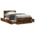 Cama con cabecero madera de ingeniería roble ahumado 100x200