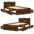 Cama con cabecero madera de ingeniería roble ahumado 100x200