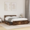 Cama con cabecero madera de ingeniería roble ahumado 140x190 cm