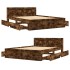 Cama con cabecero madera de ingeniería roble ahumado 140x190