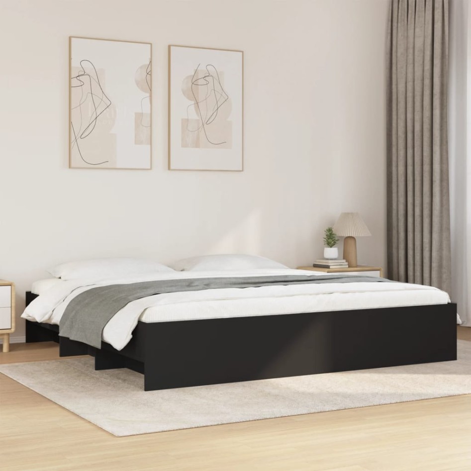 Cama sin colchón negro 180x200 cm madera de