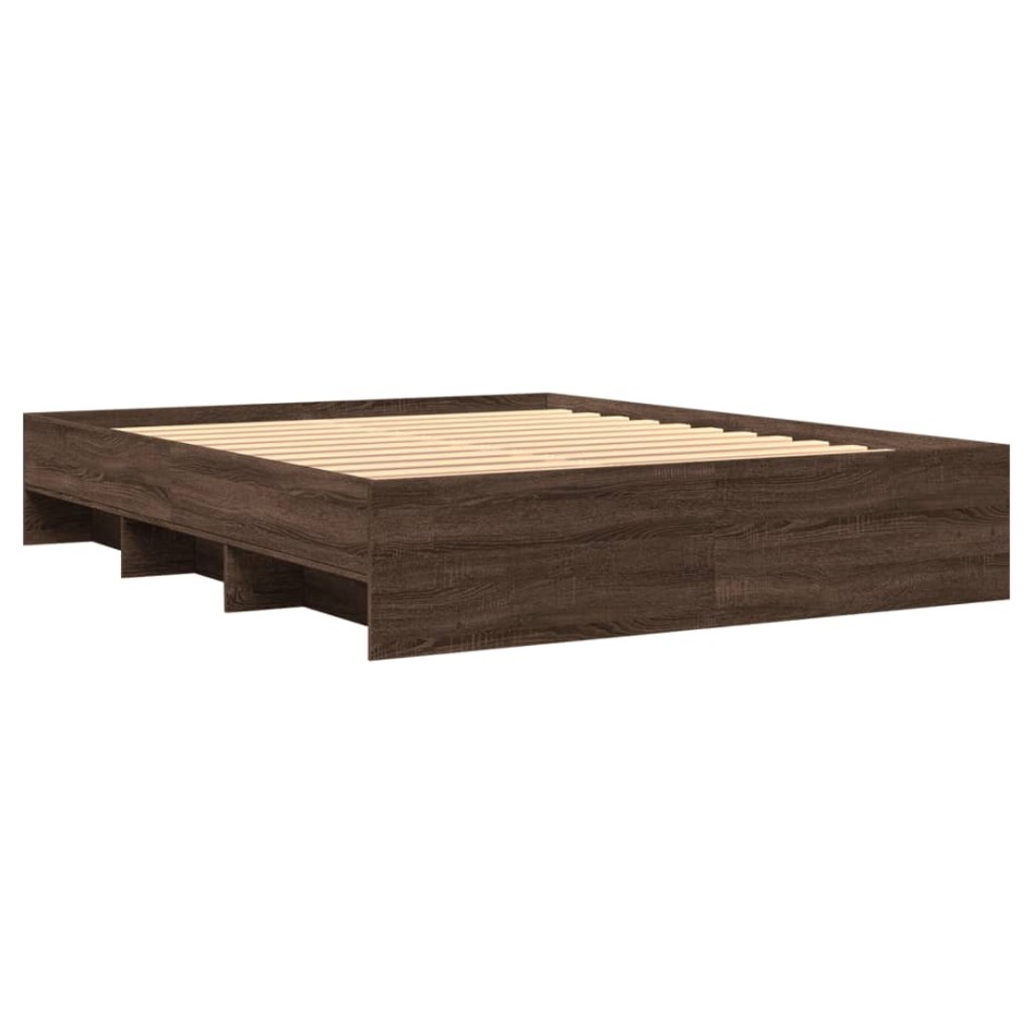 Estructura de cama sin colchón madera marrón roble 150x200