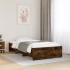 Estructura de cama sin colchón madera roble ahumado 100x200