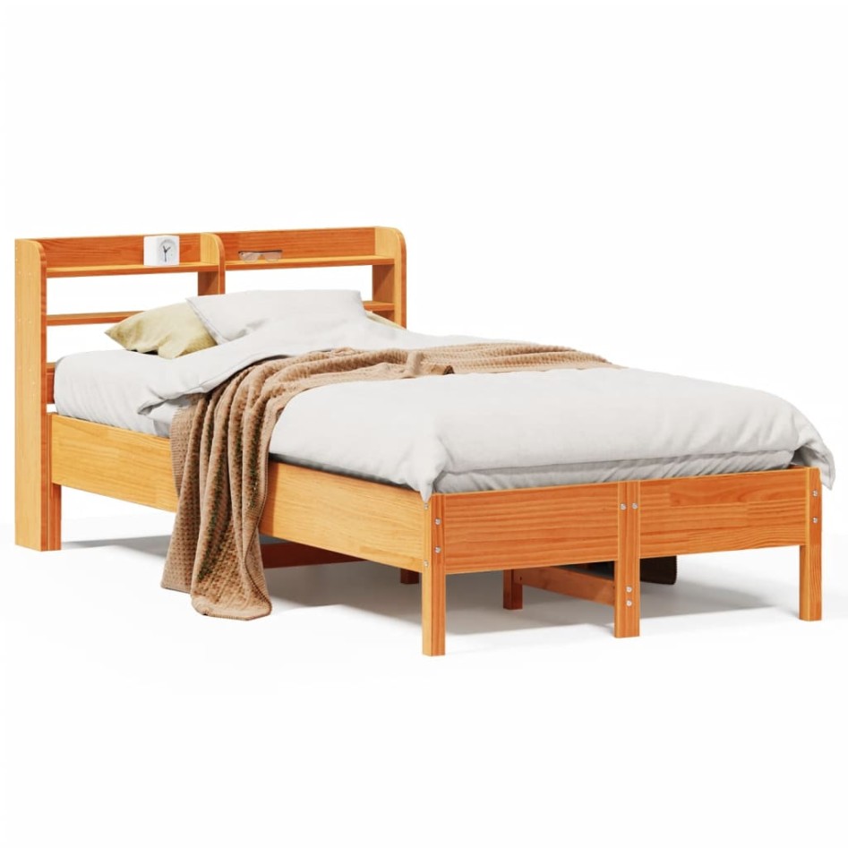 Estructura de cama sin colchón madera maciza marrón 120x190
