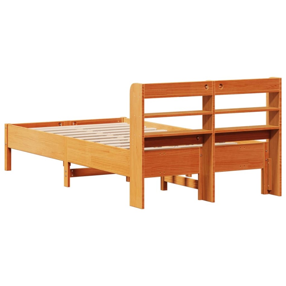 Estructura de cama sin colchón madera maciza marrón 120x190