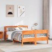 Cama sin colchón madera maciza de pino marrón cera 140x200 cm