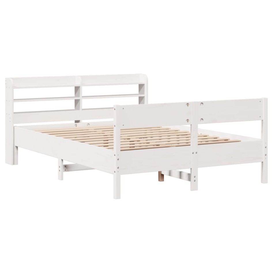 Estructura de cama sin colchón madera de pino blanco 135x190