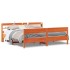 Cama sin colchón madera maciza de pino marrón cera 180x200