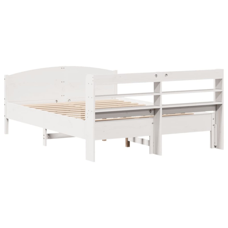 Estructura de cama sin colchón madera de pino blanco 135x190