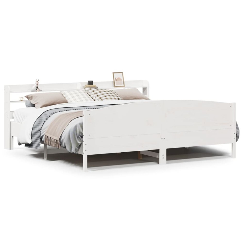 Estructura de cama sin colchón madera maciza blanca 200x200