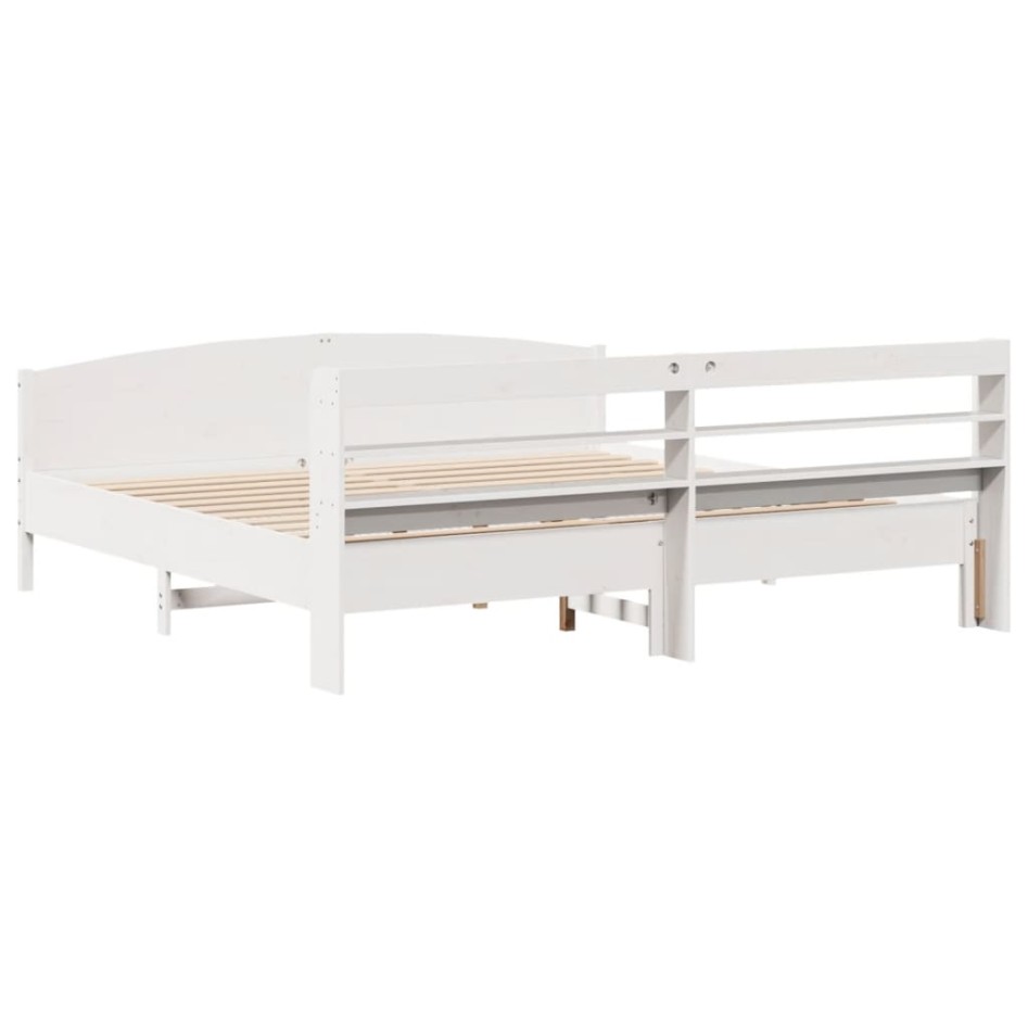Estructura de cama sin colchón madera maciza blanca 200x200