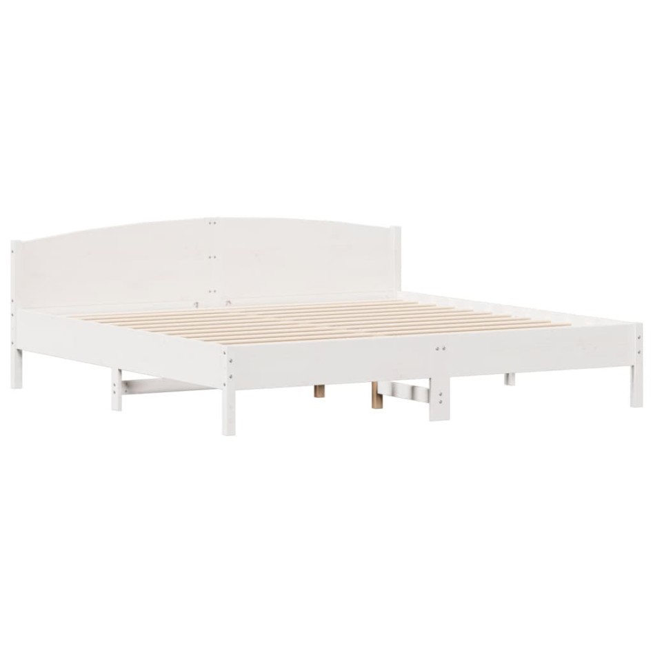 Estructura de cama sin colchón madera maciza blanca 200x200
