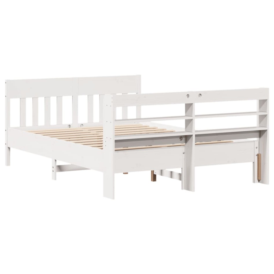 Estructura de cama sin colchón madera de pino blanco 135x190