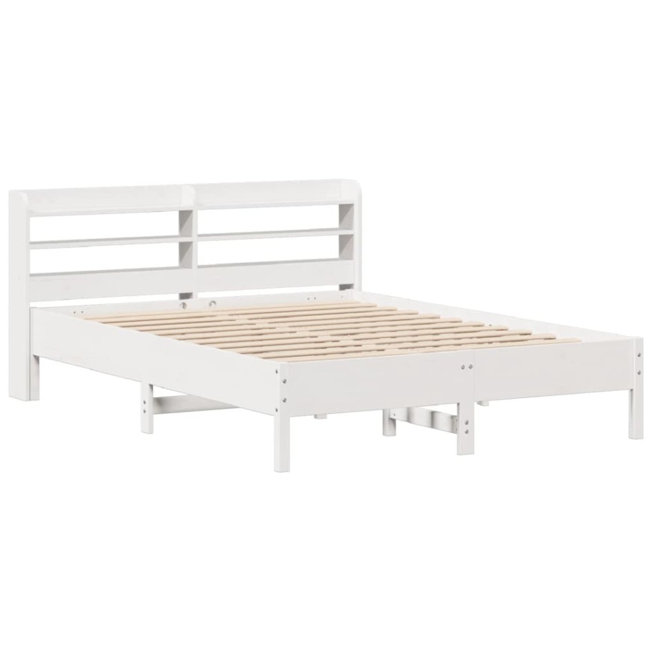 Estructura de cama sin colchón madera de pino blanca 150x200
