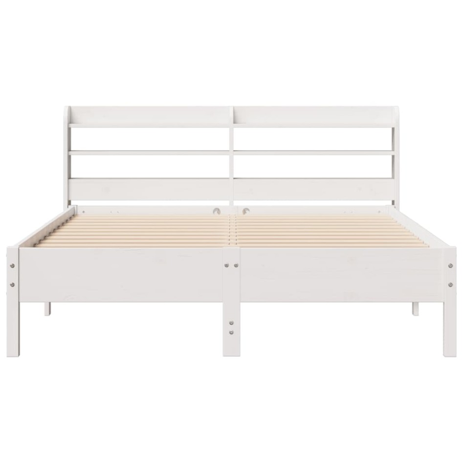 Estructura de cama sin colchón madera de pino blanca 150x200