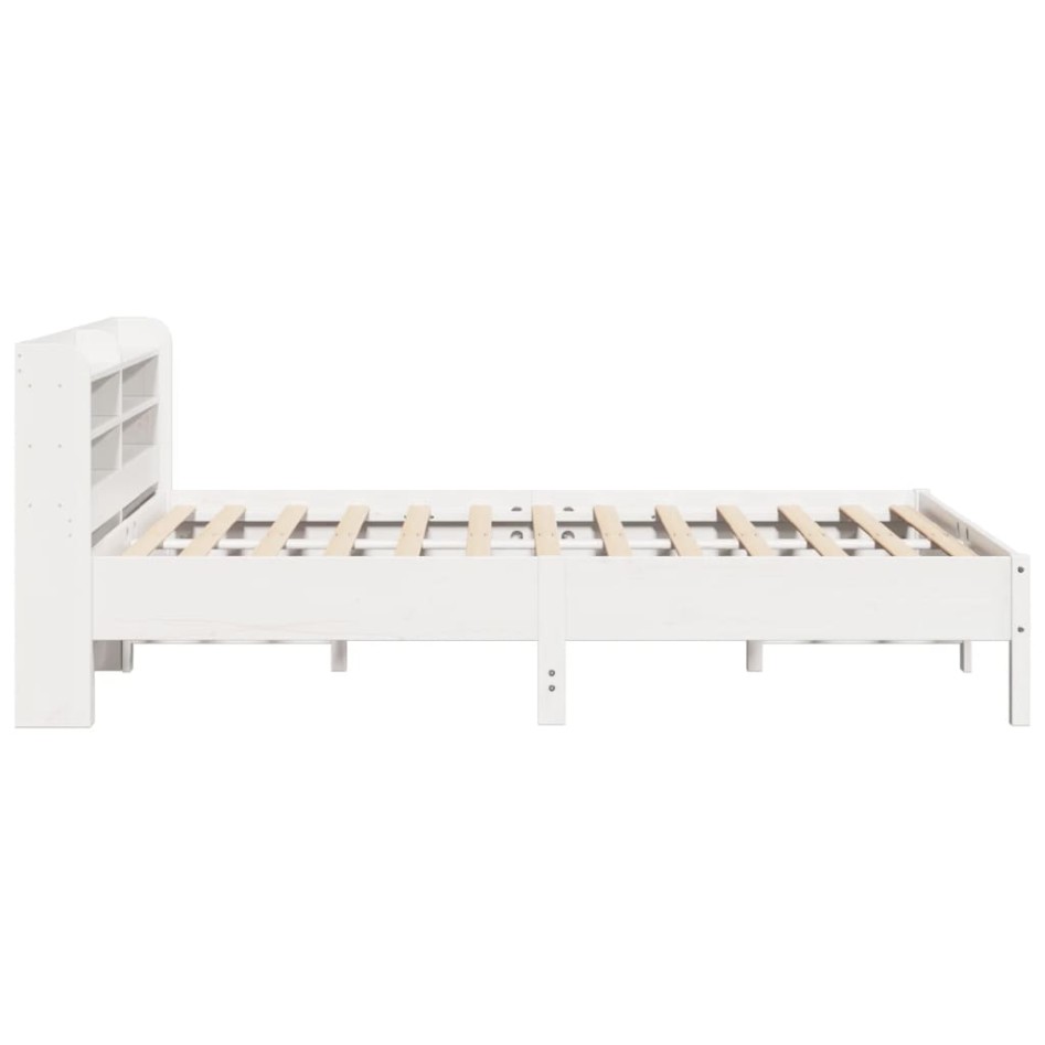 Estructura de cama sin colchón madera de pino blanca 150x200