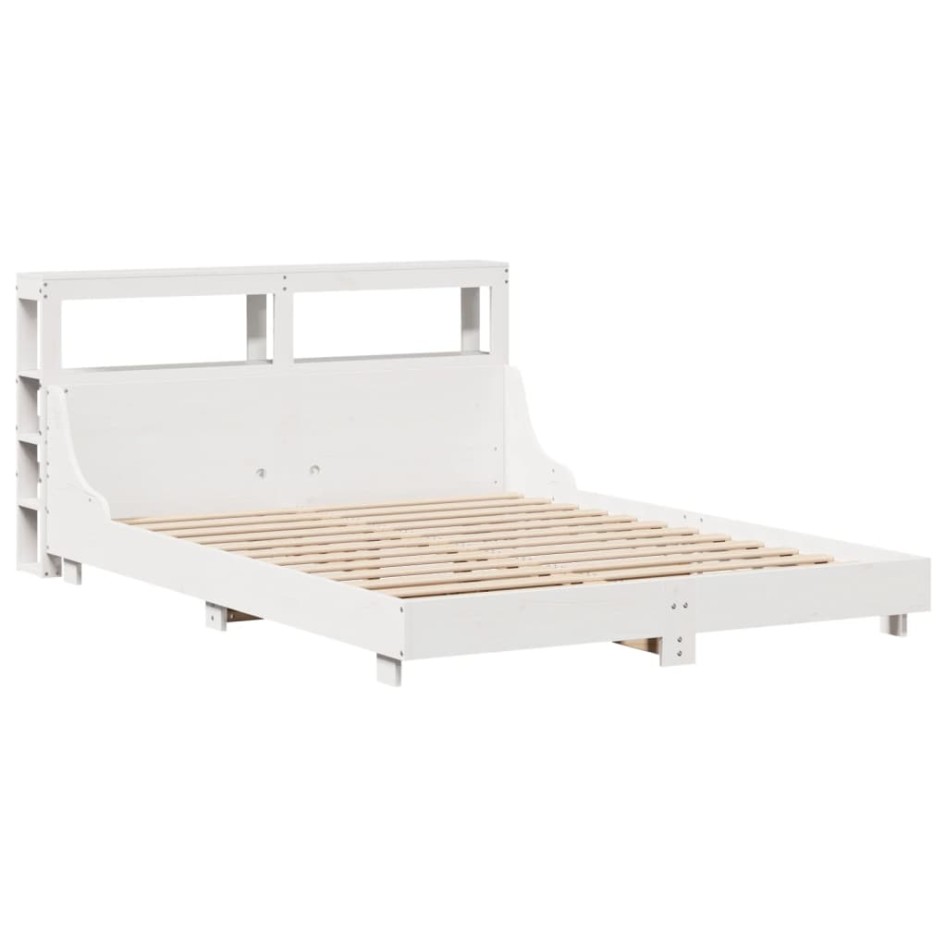 Estructura de cama sin colchón madera de pino blanca 140x190