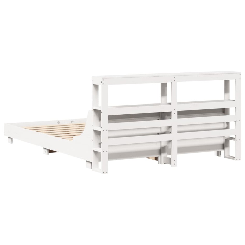 Estructura de cama sin colchón madera de pino blanca 140x190
