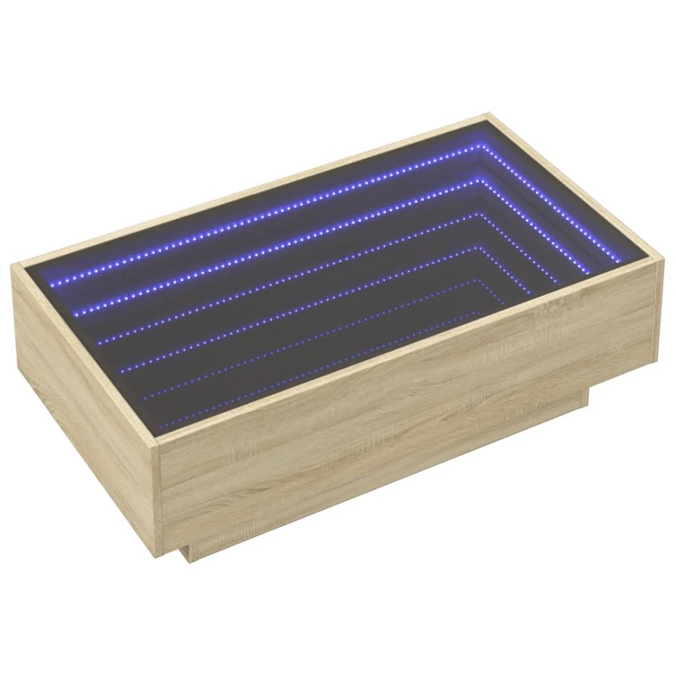 Mesa de centro y LED madera ingeniería roble Sonoma 90x50x30