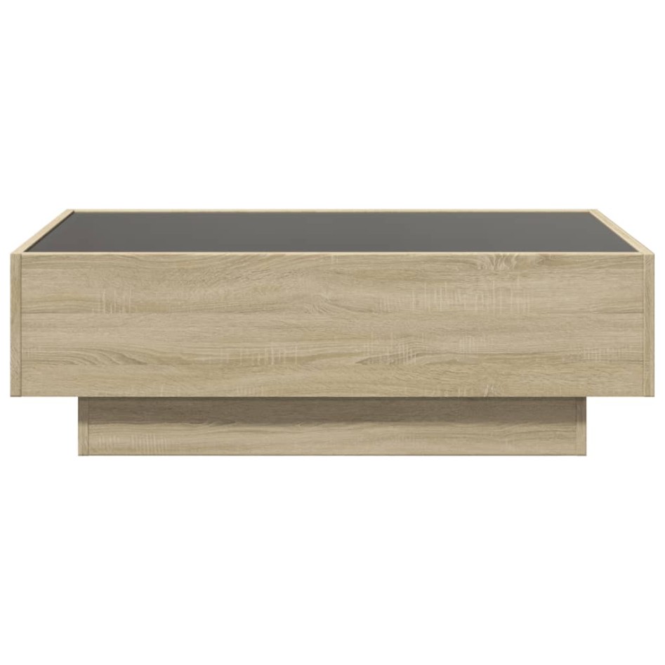 Mesa de centro y LED madera ingeniería roble Sonoma 90x50x30