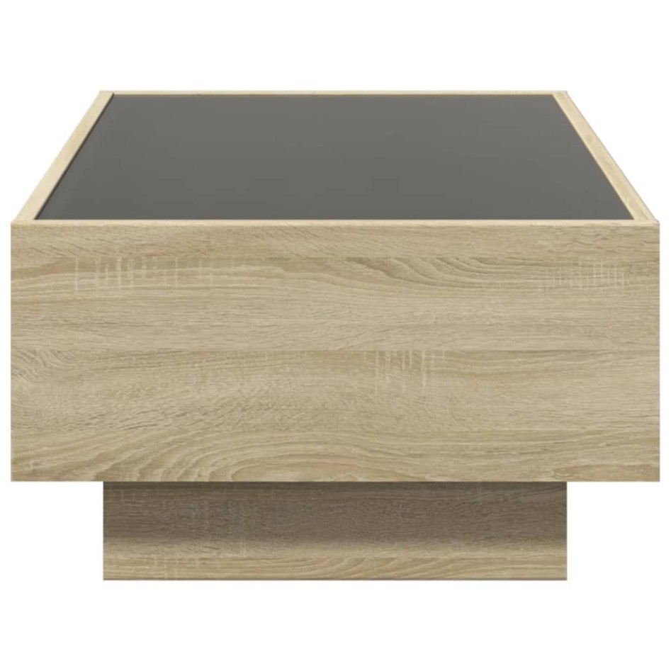 Mesa de centro y LED madera ingeniería roble Sonoma 90x50x30