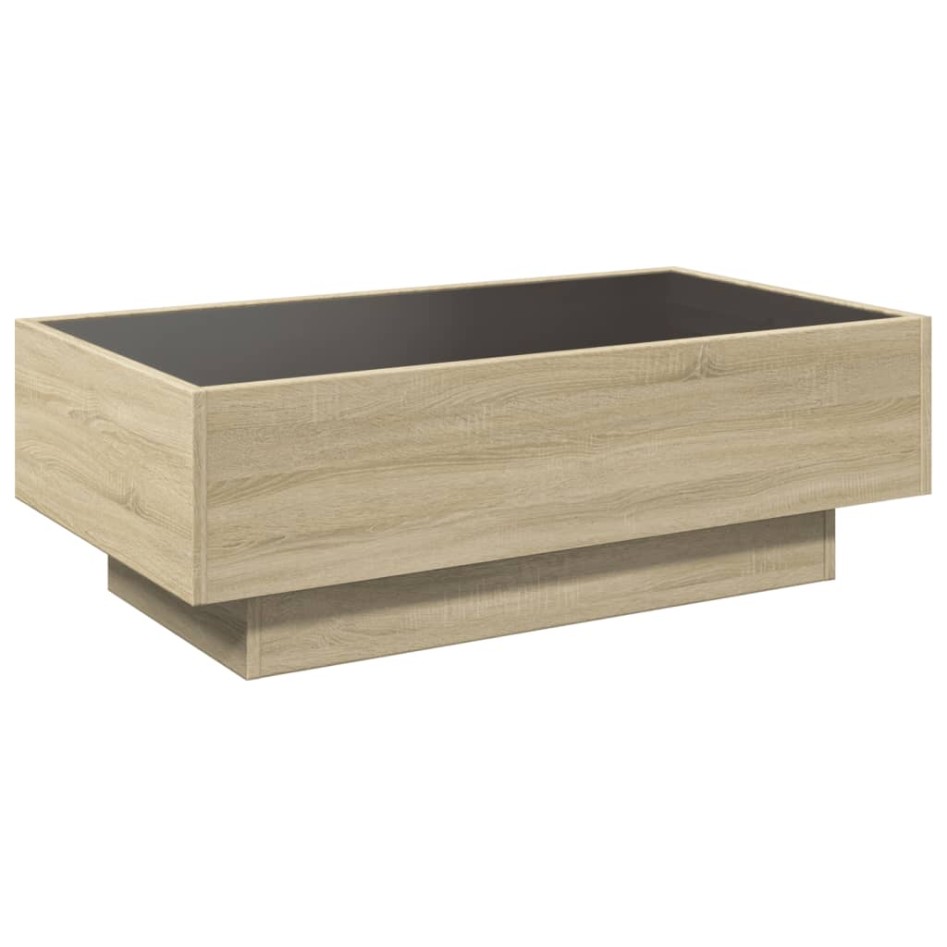 Mesa de centro y LED madera ingeniería roble Sonoma 90x50x30