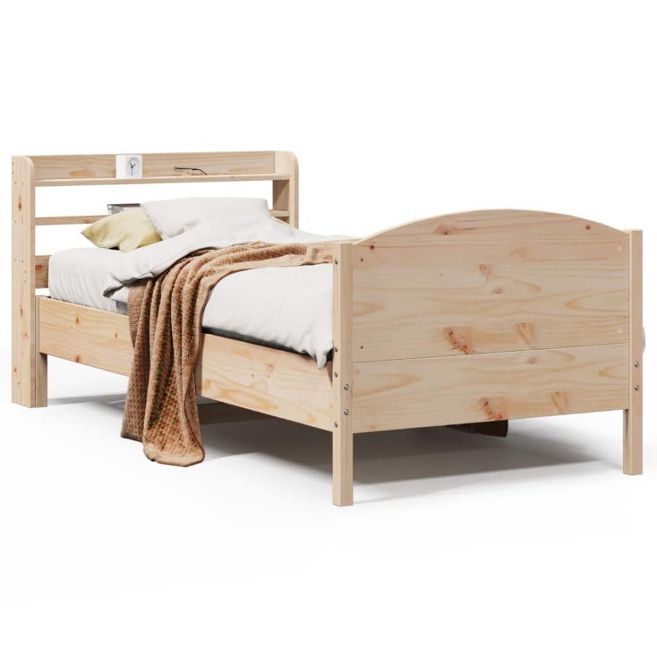 Estructura de cama sin colchón madera maciza de pino 100x200