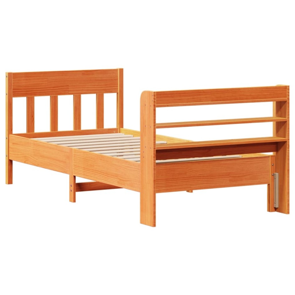 Estructura de cama sin colchón madera de pino marrón 90x200