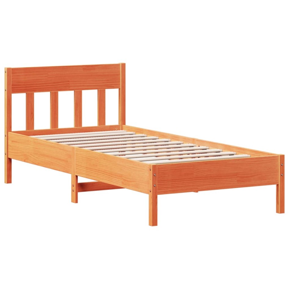 Estructura de cama sin colchón madera de pino marrón 90x200