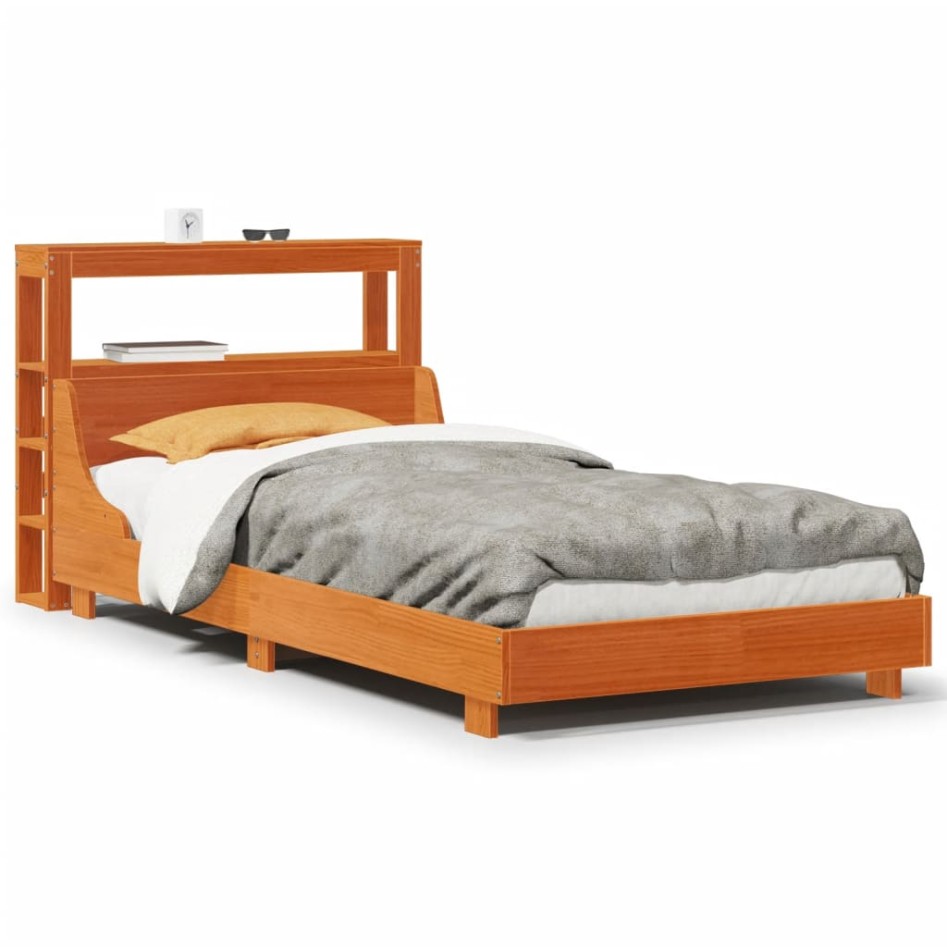 Estructura de cama sin colchón madera maciza marrón 75x190