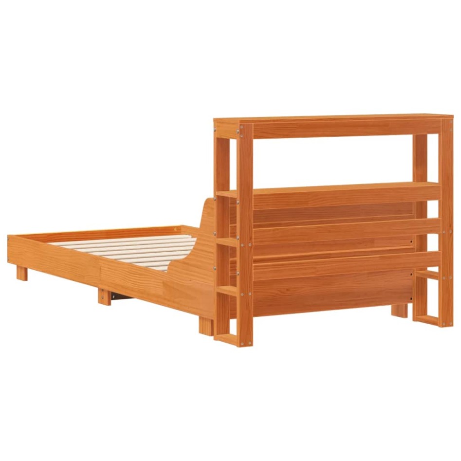 Estructura de cama sin colchón madera maciza marrón 75x190
