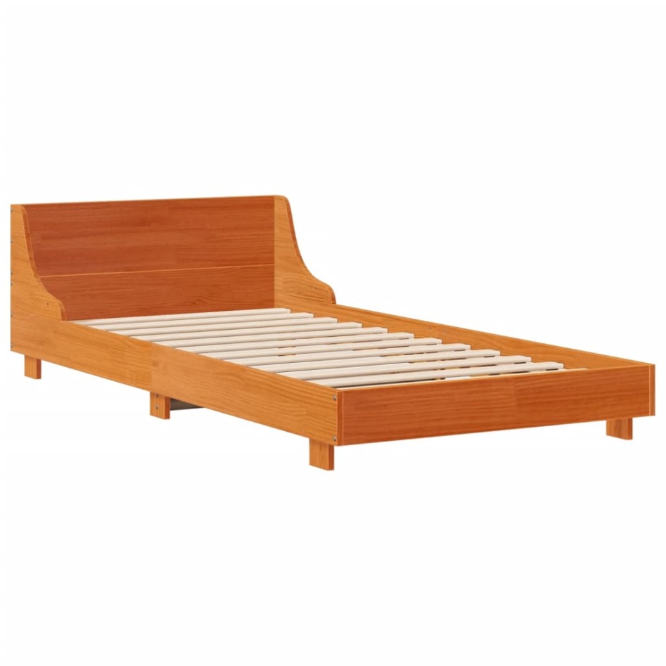 Estructura de cama sin colchón madera maciza marrón 75x190