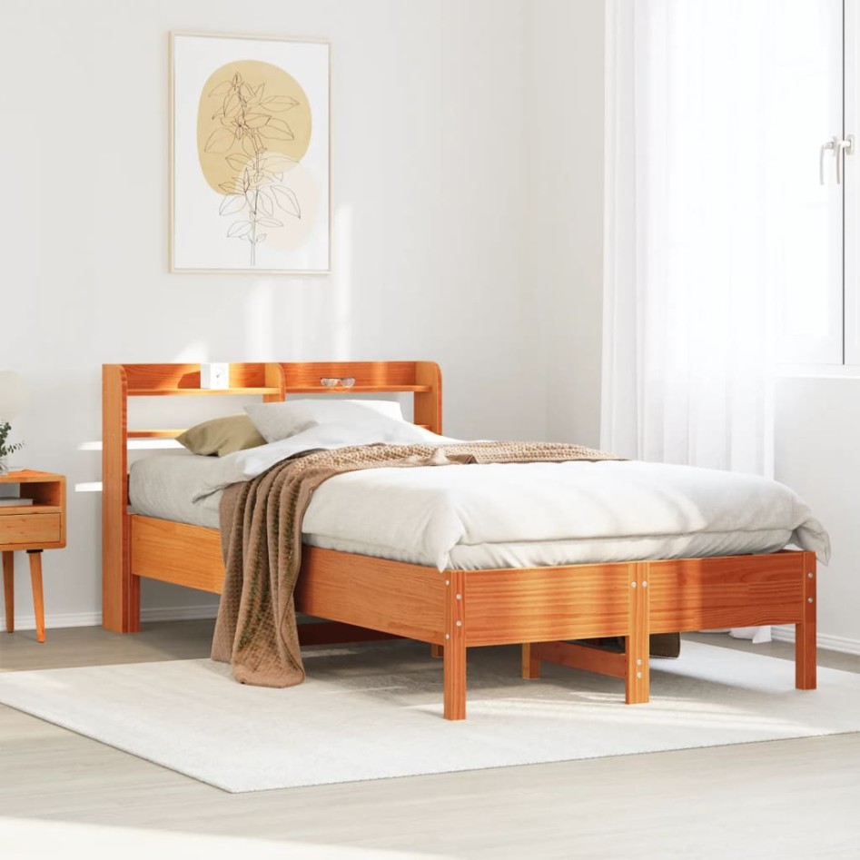 Estructura de cama sin colchón madera de pino marrón 90x200