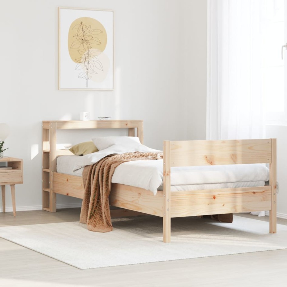 Estructura de cama sin colchón madera maciza de pino 90x190