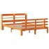 Estructura cama con cabecero madera pino marrón cera 140x190