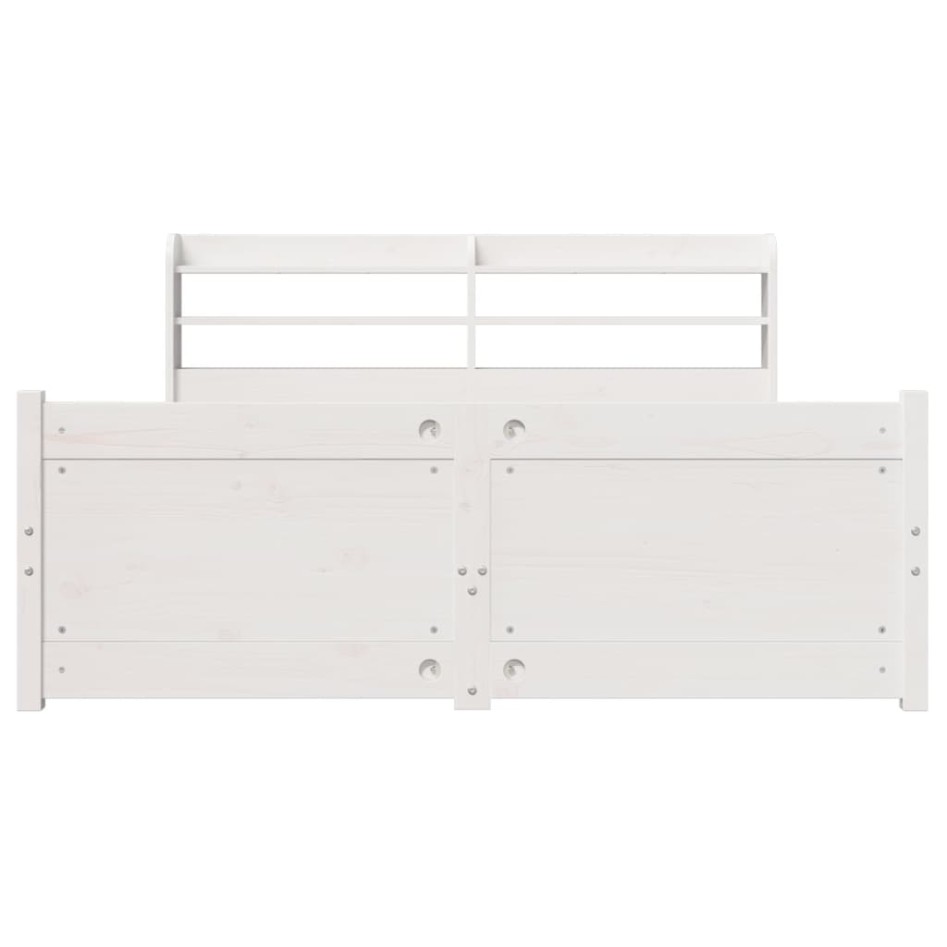 Estructura de cama con cabecero sin colchón blanco 140x200