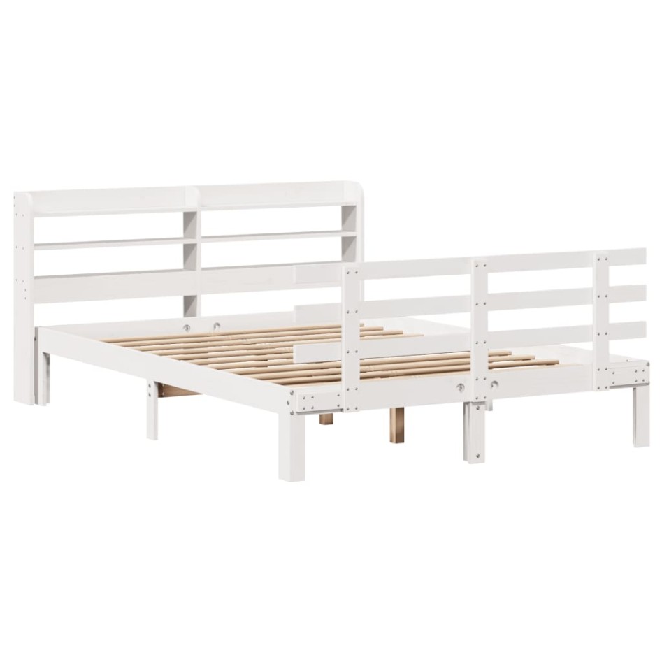 Estructura de cama con cabecero sin colchón blanco 140x190