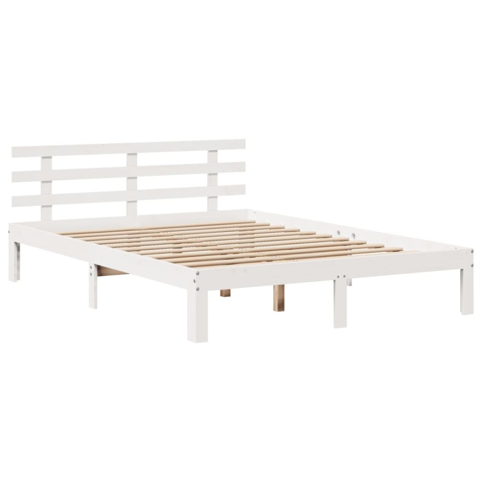 Estructura de cama con cabecero sin colchón blanco 140x190