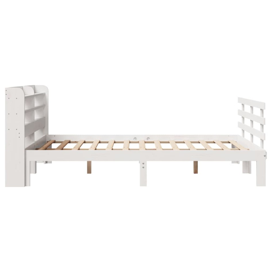 Estructura de cama con cabecero sin colchón blanco 140x190