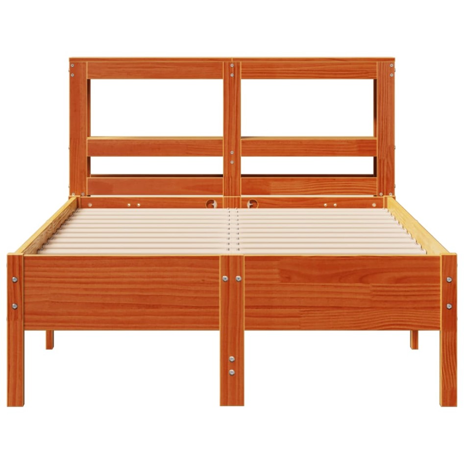Cama sin colchón madera maciza de pino marrón cera 100x200