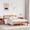 Cama sin colchón madera maciza de pino marrón cera 160x200 cm