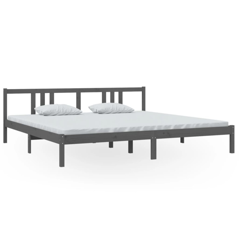 Estructura de cama madera maciza gris 200x200
