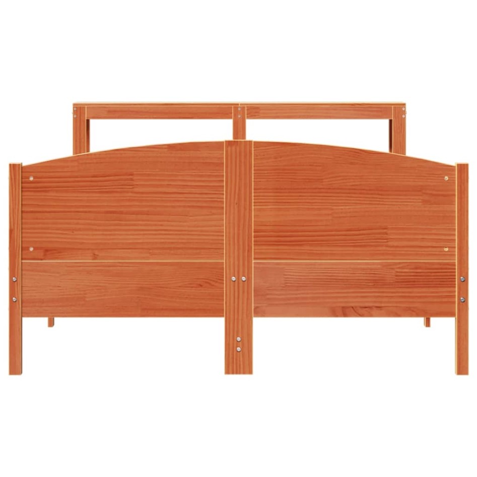 Cama sin colchón madera maciza de pino marrón cera 120x200