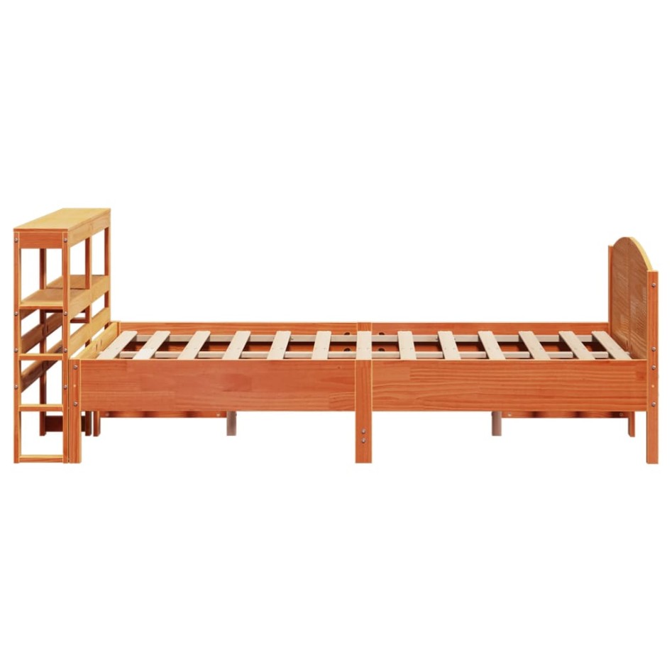 Cama sin colchón madera maciza de pino marrón cera 120x200