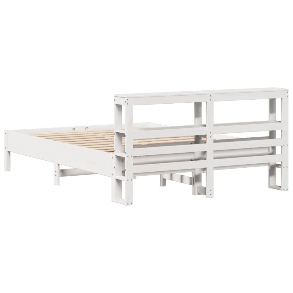 Estructura de cama sin colchón madera de pino blanca 140x200