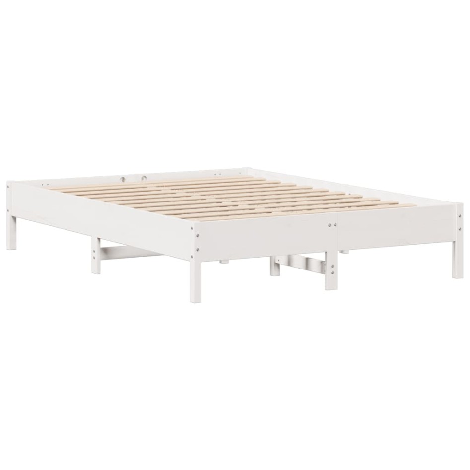 Estructura de cama sin colchón madera de pino blanca 140x200