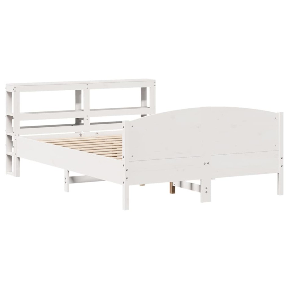 Estructura de cama sin colchón madera de pino blanca 140x200