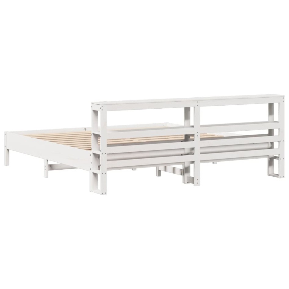 Estructura de cama sin colchón madera maciza blanca 200x200